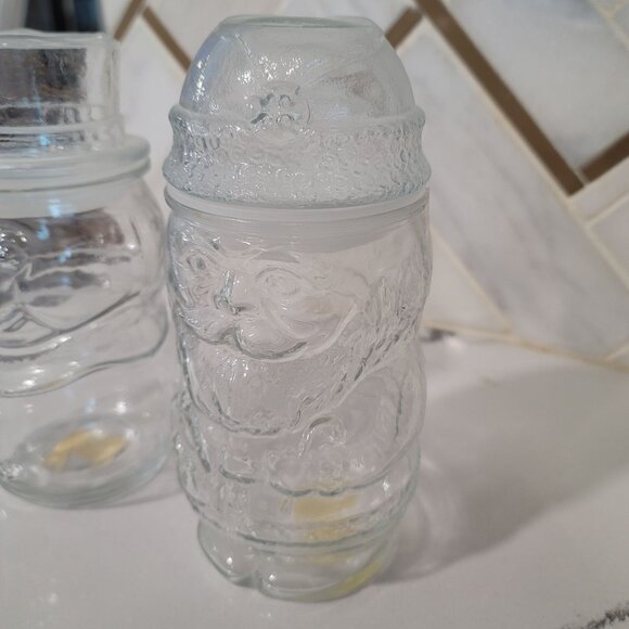 Vintage Libbey Santa Claus & Snowman Cookie Candy Glass Jar With Lids Holiday - Picture 12 of 14